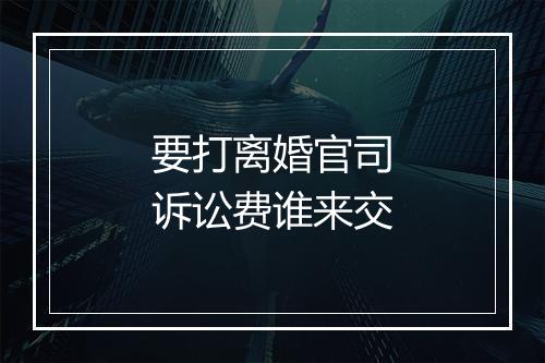 要打离婚官司诉讼费谁来交