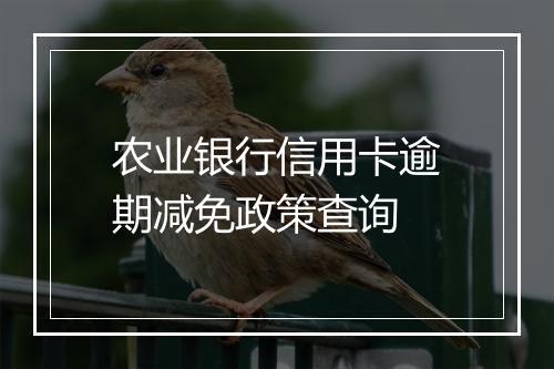农业银行信用卡逾期减免政策查询