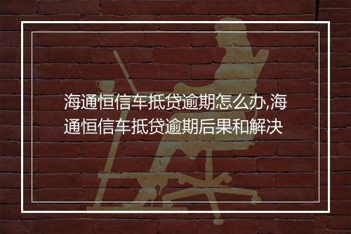 海通恒信车抵贷逾期怎么办,海通恒信车抵贷逾期后果和解决