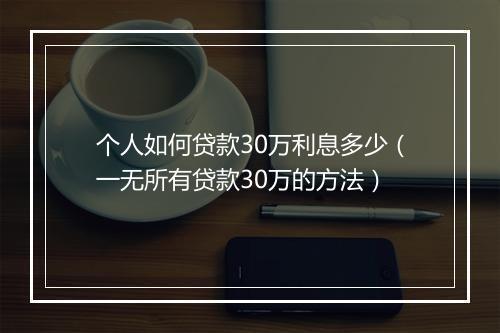 个人如何贷款30万利息多少(一无所有贷款30万的方法)