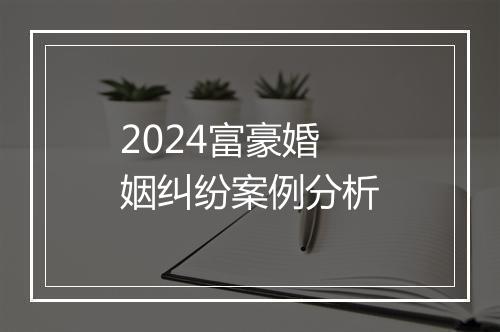 2024富豪婚姻纠纷案例分析