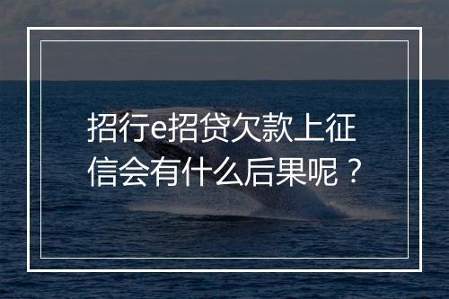招行e招贷欠款上征信会有什么后果呢?