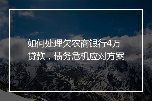 如何处理欠农商银行4万贷款,债务危机应对方案