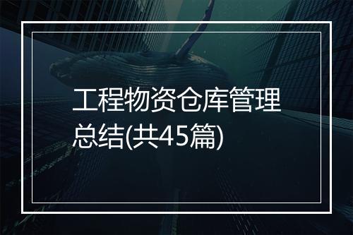 工程物资仓库管理总结(共45篇)