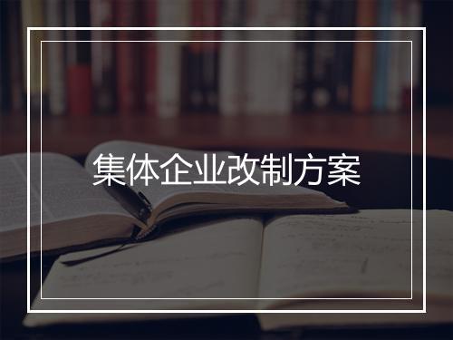集体企业改制方案