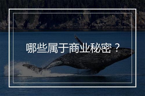 哪些属于商业秘密?