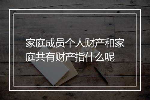 家庭成员个人财产和家庭共有财产指什么呢