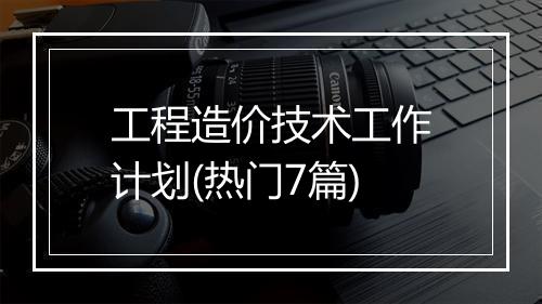 工程造价技术工作计划(热门7篇)