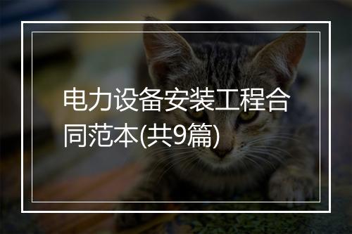 电力设备安装工程合同范本(共9篇)