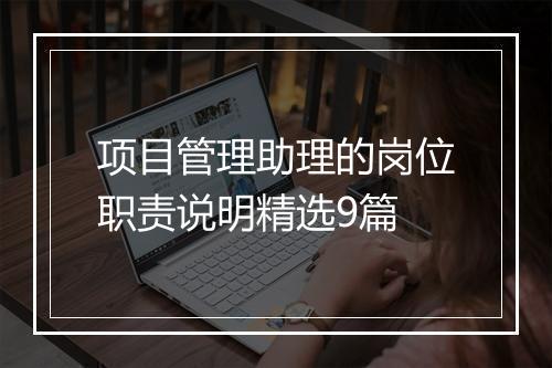 项目管理助理的岗位职责说明精选9篇