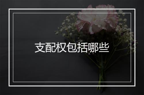 支配权包括哪些
