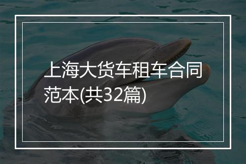 上海大货车租车合同范本(共32篇)