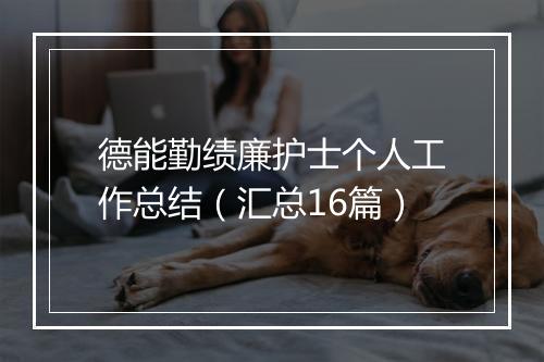 德能勤绩廉护士个人工作总结(汇总16篇)