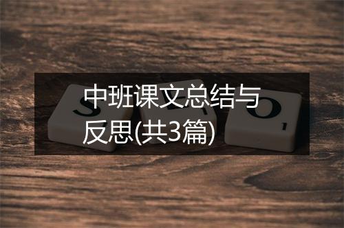 中班课文总结与反思(共3篇)