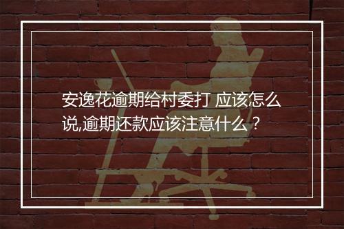 安逸花逾期给村委打 应该怎么说,逾期还款应该注意什么?