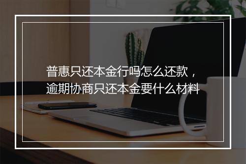 普惠只还本金行吗怎么还款,逾期协商只还本金要什么材料