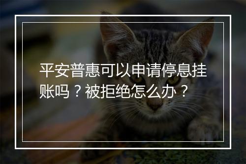 平安普惠可以申请停息挂账吗?被拒绝怎么办?