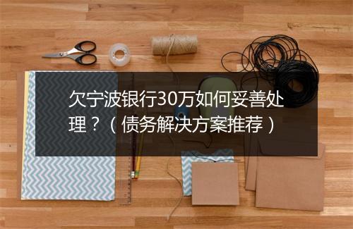 欠宁波银行30万如何妥善处理?(债务解决方案推荐)