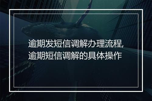 逾期发短信调解办理流程,逾期短信调解的具体操作