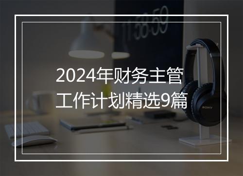 2024年财务主管工作计划精选9篇