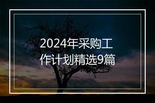 2024年采购工作计划精选9篇