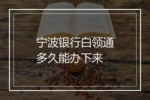 宁波银行白领通多久能办下来