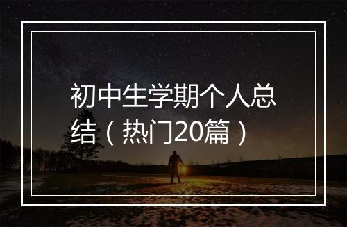 初中生学期个人总结(热门20篇)