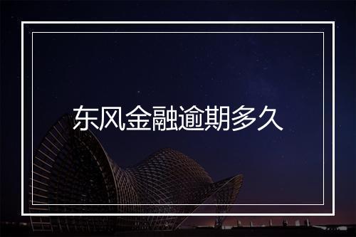 东风金融逾期多久