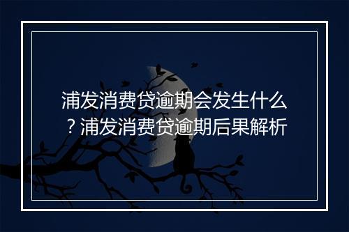 浦发消费贷逾期会发生什么?浦发消费贷逾期后果解析