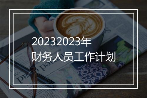20232023年财务人员工作计划
