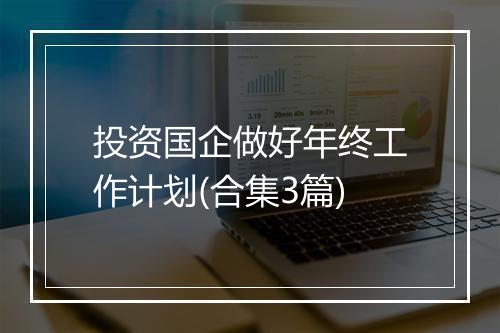 投资国企做好年终工作计划(合集3篇)
