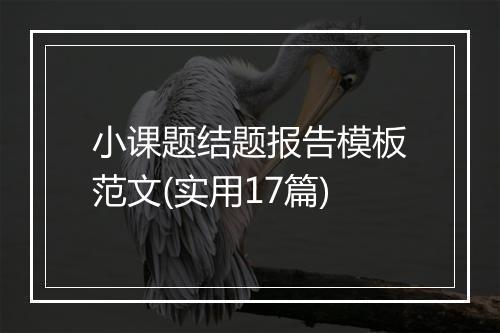 小课题结题报告模板范文(实用17篇)