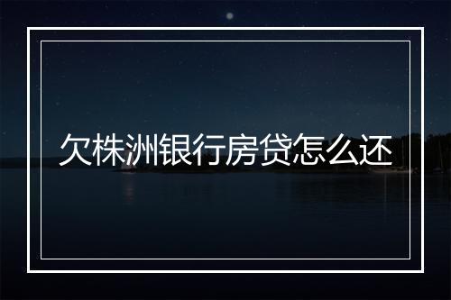 欠株洲银行房贷怎么还
