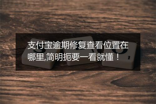 支付宝逾期修复查看位置在哪里,简明扼要一看就懂!