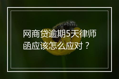 网商贷逾期5天律师函应该怎么应对?
