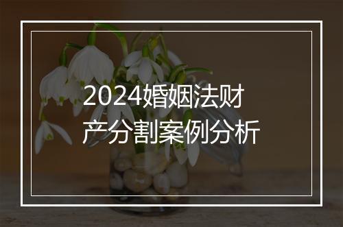 2024婚姻法财产分割案例分析
