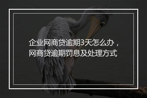 企业网商贷逾期3天怎么办,网商贷逾期罚息及处理方式