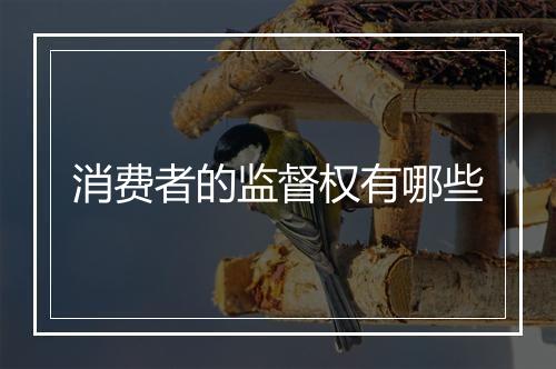消费者的监督权有哪些