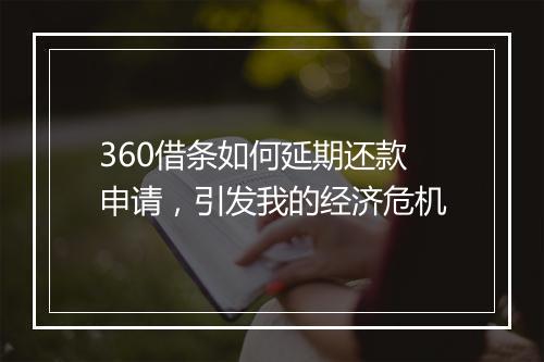 360借条如何延期还款申请,引发我的经济危机