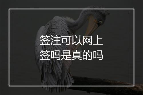 签注可以网上签吗是真的吗