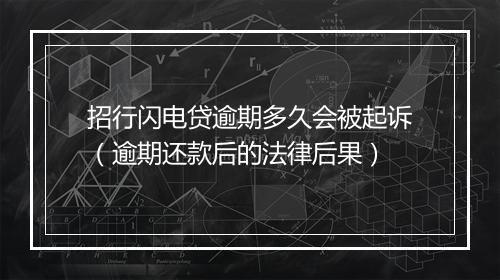 招行闪电贷逾期多久会被起诉(逾期还款后的法律后果)