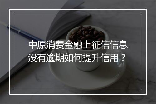 中原消费金融上征信信息没有逾期如何提升信用?