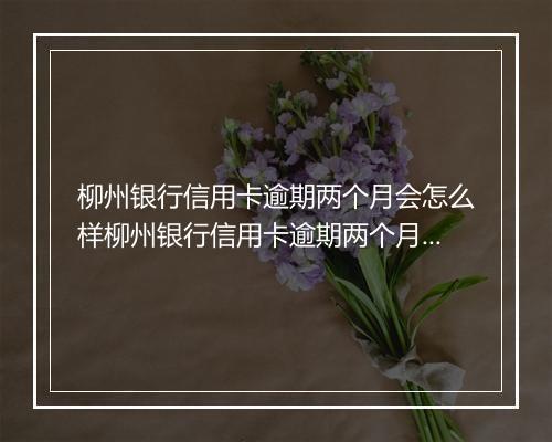 柳州银行信用卡逾期两个月会怎么样柳州银行信用卡逾期两个月会有什么后果