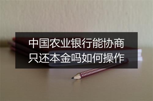 中国农业银行能协商只还本金吗如何操作