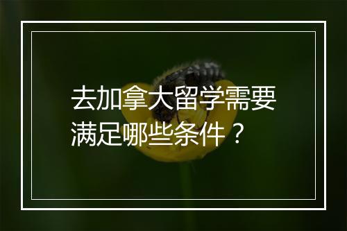 去加拿大留学需要满足哪些条件?