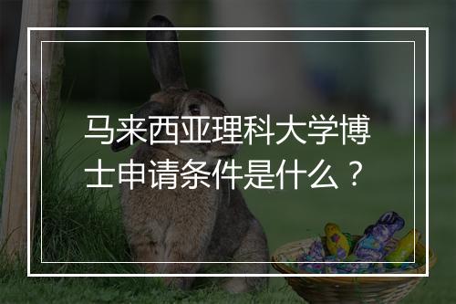 马来西亚理科大学博士申请条件是什么?