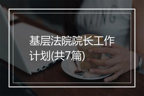 基层法院院长工作计划(共7篇)