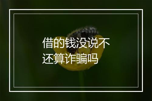 借的钱没说不还算诈骗吗