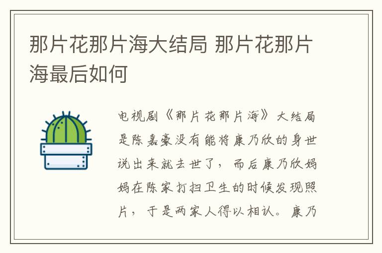 那片花那片海大结局 那片花那片海最后如何