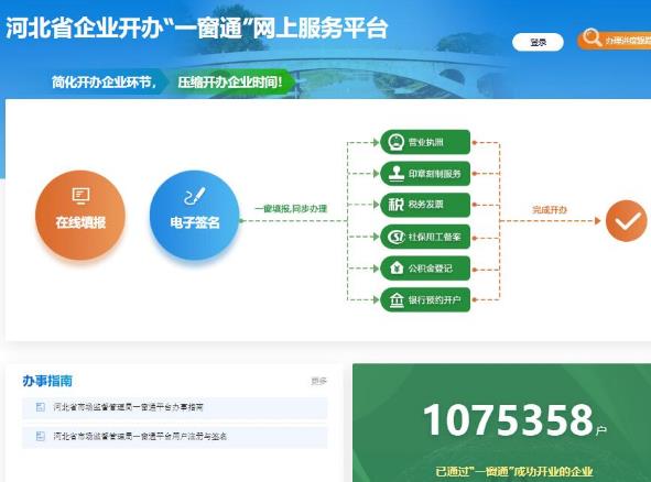 河北省企业开办一窗通网上服务平台